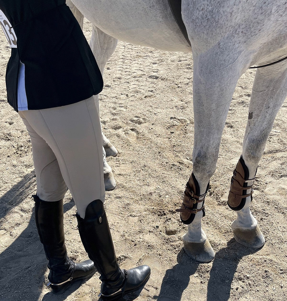 Leather Equitation Tendon Boot with Impact Protective Removable